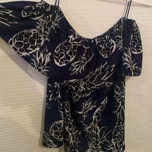 navy blue pineapple blouse